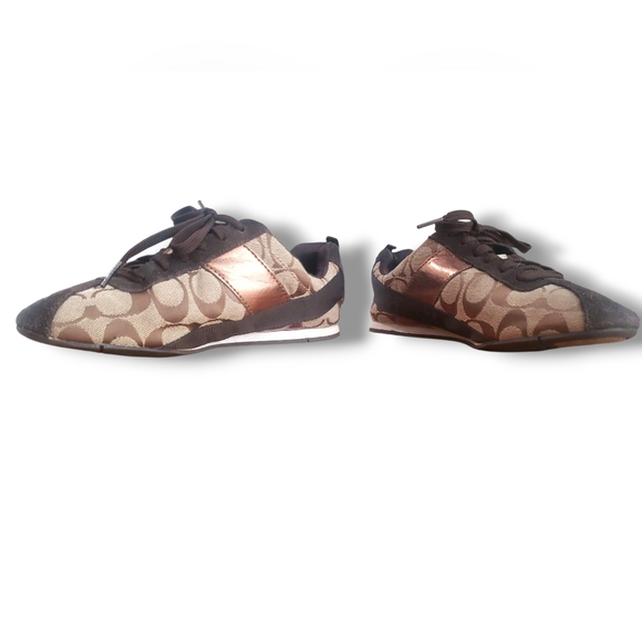 Coach Women's Tan and Brown Signature Sneakers/Pre-Owned/ Designer/ Size 5.5 - Picture 3 of 8